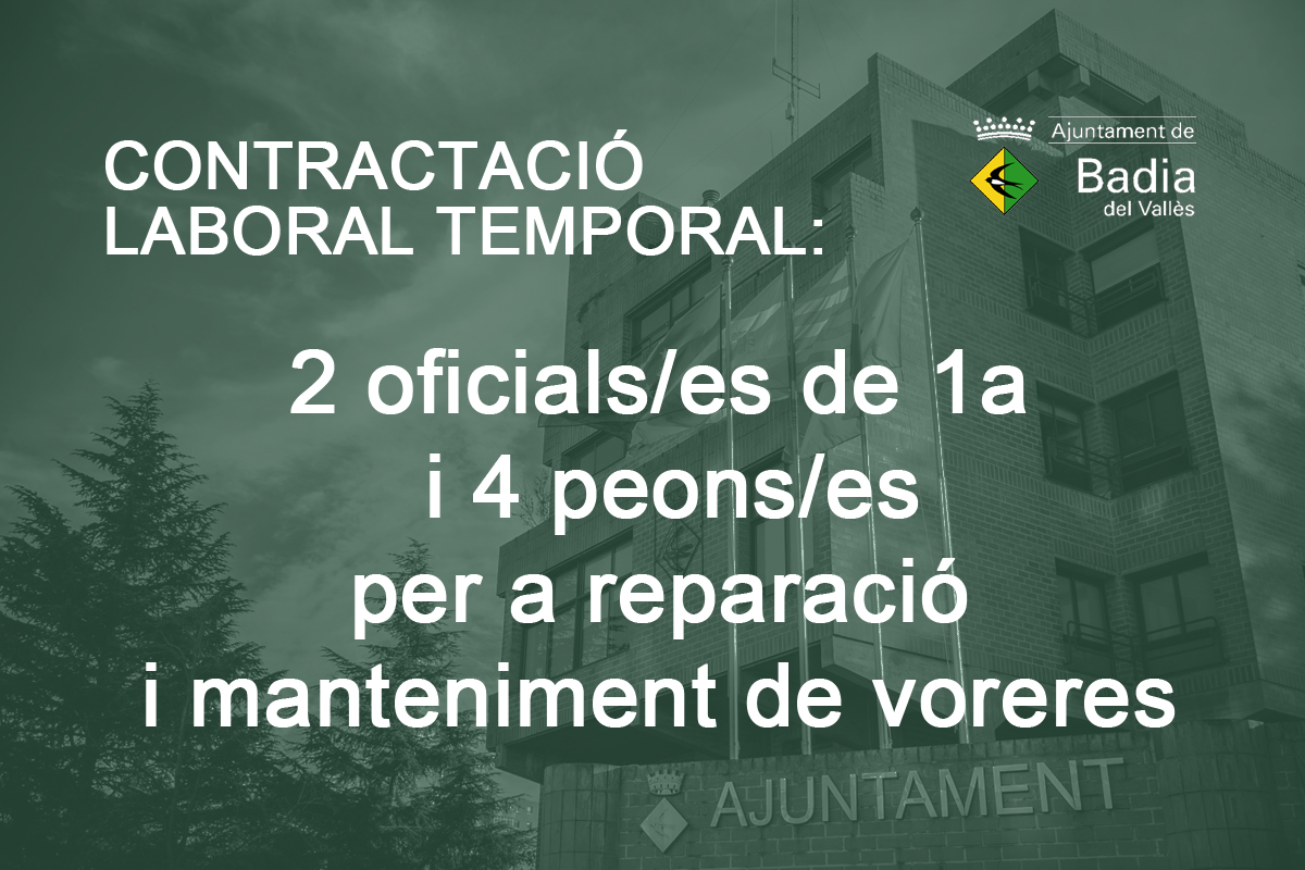 Oferta de 6 llocs de treball a lAjuntament per a persones en situaci datur, per a la reparaci de voreres i millora de laccessibilitat a Badia